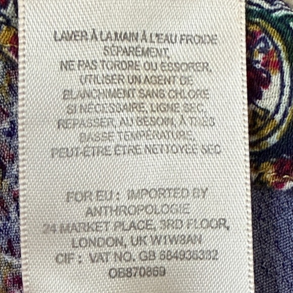 ANTHROPOLOGIE MOULINETTE SOEURS Women Sz 12 Paisley Teresita Printed Top Blouse - Picture 10 of 11